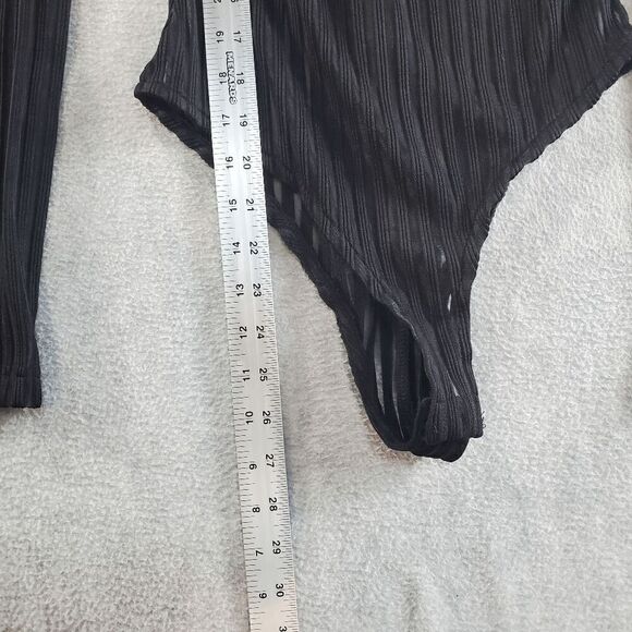 FOREVER 21 Bodysuit Womens Small Black Ribbed Comfort Stretch Back Zip One Piece - Picture 4 of 9